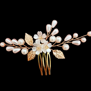 Pieptan par mireasa, ivory cu auriu, Accesorii nunta, Ornamente de par de nunta, Accesorii par nunta, , ARTYNOS