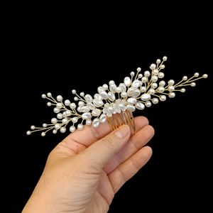 Pieptan par perle ivory sidefate, Accesorii nuntă, Ornamente de păr de nuntă, Ornamente de păr mireasă, Confecționarea bijuteriilor, ARTYNOS