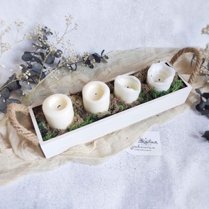 Advent Natural - Bol cu mâner din frânghie și lumânări - Artynos.ro