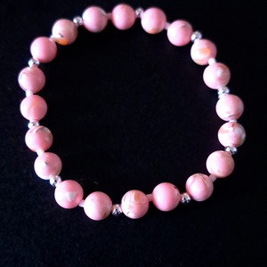 Set brățări ajustabile argint si: howlite alb și roz, coral, calcedonie albă, cuarț roz - Artynos.ro