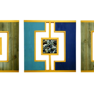 Decoratiune pentru perete din lemn compusa din 3 piese de 50x50 cm, Casă & Stil de viață, Accesorii pentru decorat casa, Decorațiuni de pereți, decorațiuni suspendate, Decorațiuni perete, macramé, Prelucrarea lemnului, ARTYNOS