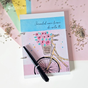 Agenda personalizata cu nume pictata manual jurnal Bicicleta - Artynos.ro