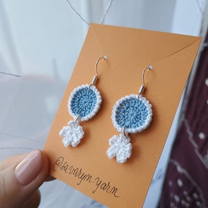 Cercei croșetați floare albastră, Bijuterii, Cercei, Cercei si ornamente pentru urechi, Crosetat, ARTYNOS