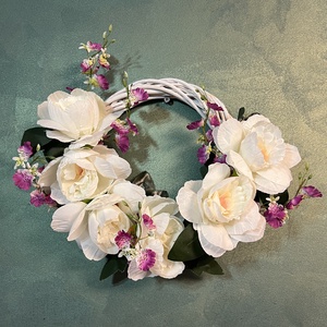 Coronita cu flori artificiale, Casă & Stil de viață, Accesorii pentru decorat casa, Decorațiuni de geam și decorațiuni de ușă , Decor ferestre și autocolant pentru geam, Aranjament de flori, ARTYNOS