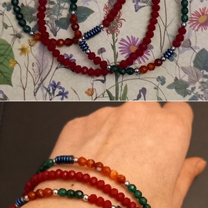 Bratara tripla handmade cu pietre semipretioase si argint, Bijuterii, Brățări, Brățară cu mărgele, , ARTYNOS
