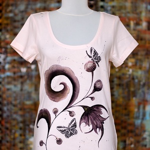 Tricou pictat, Joy Collection, Imbracaminte si moda, Haine dama, Tricou si top de dama, Pictura, ARTYNOS