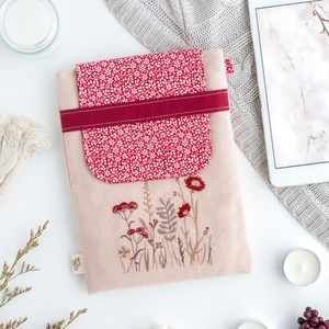 Husă pentru tablete cu flori roșii de luncă, Cadou pentru femei, mamă, soră, Accesorii elegante de damă, Husă cărți, Geantă și husă, Husă tablet și husă Ebook, Meska