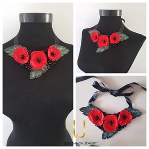 Colier floral Wild Poppies - Artynos.ro