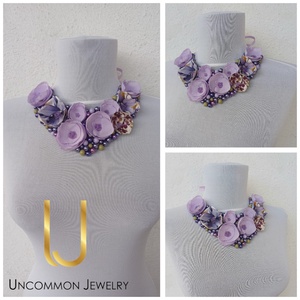 Colier floral Purple Sparkles, Bijuterii, Coliere, Coliere statement, Confectionarea bijuteriilor, ARTYNOS
