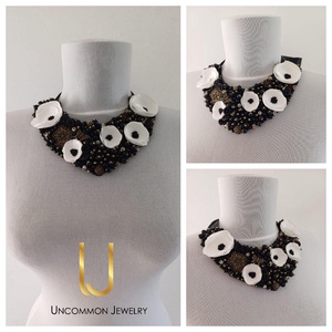 Colier floral statement Ivory Bohemian, Bijuterii, Coliere, Coliere statement, Cusătură, ARTYNOS
