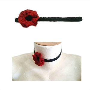 Colier-choker mac, Bijuterii, Coliere, Coliere cu margele, Cusatura, Mozaic, ARTYNOS