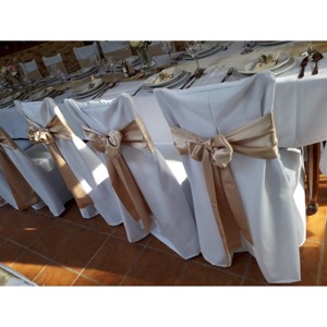 Șampanie satin acoperire scaun, Accesorii nuntă, Materiale decor pentru nuntă, Decorațiuni nuntă, , ARTYNOS